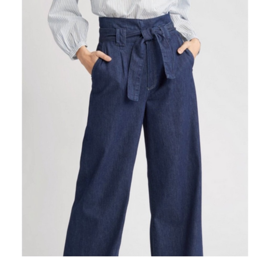 PAIGE Harper High Rise Wide Leg Jeans in Deep Blue